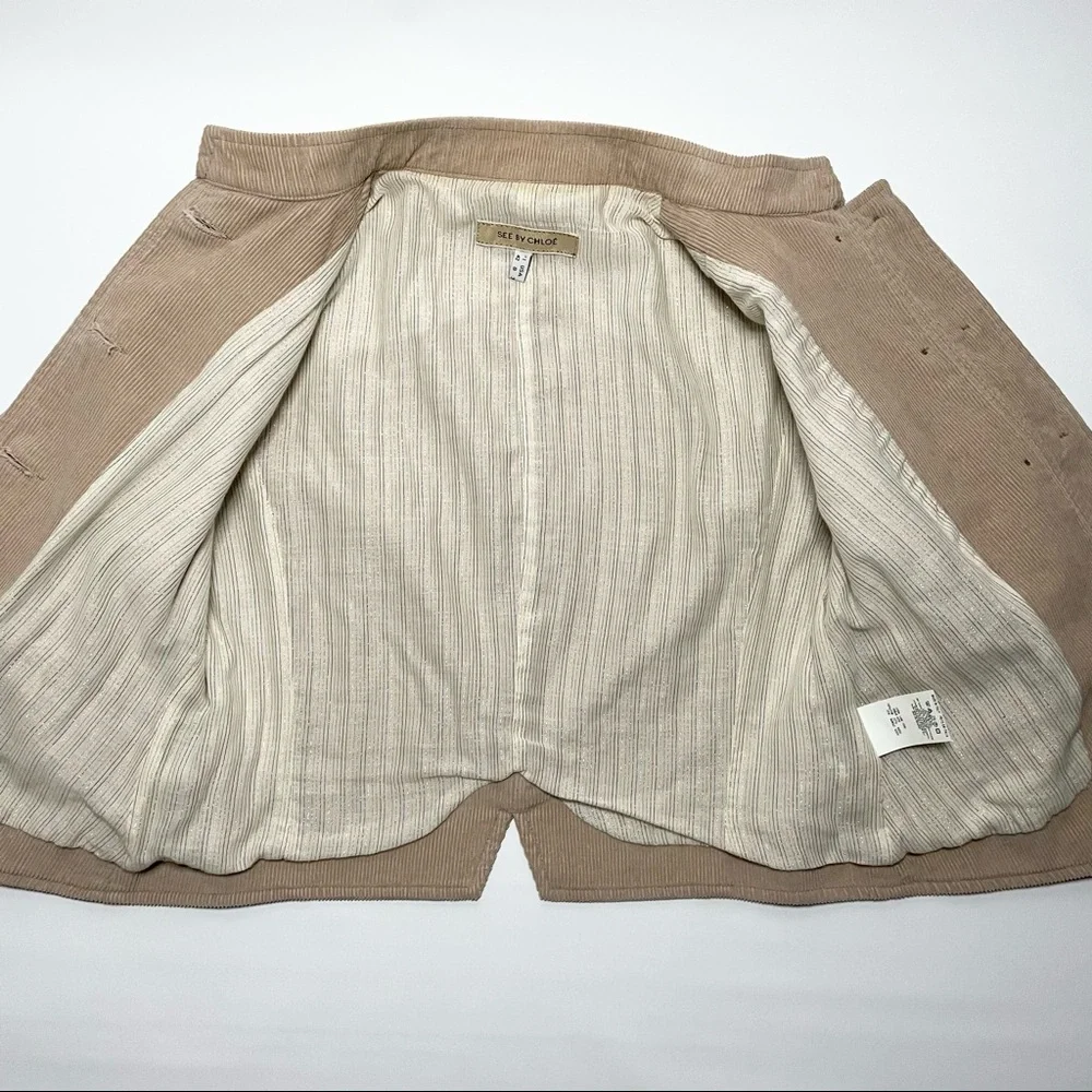See By Chloe 8 Corduroy Jacket/Blazer Tan/Beige - Picture 7 of 9